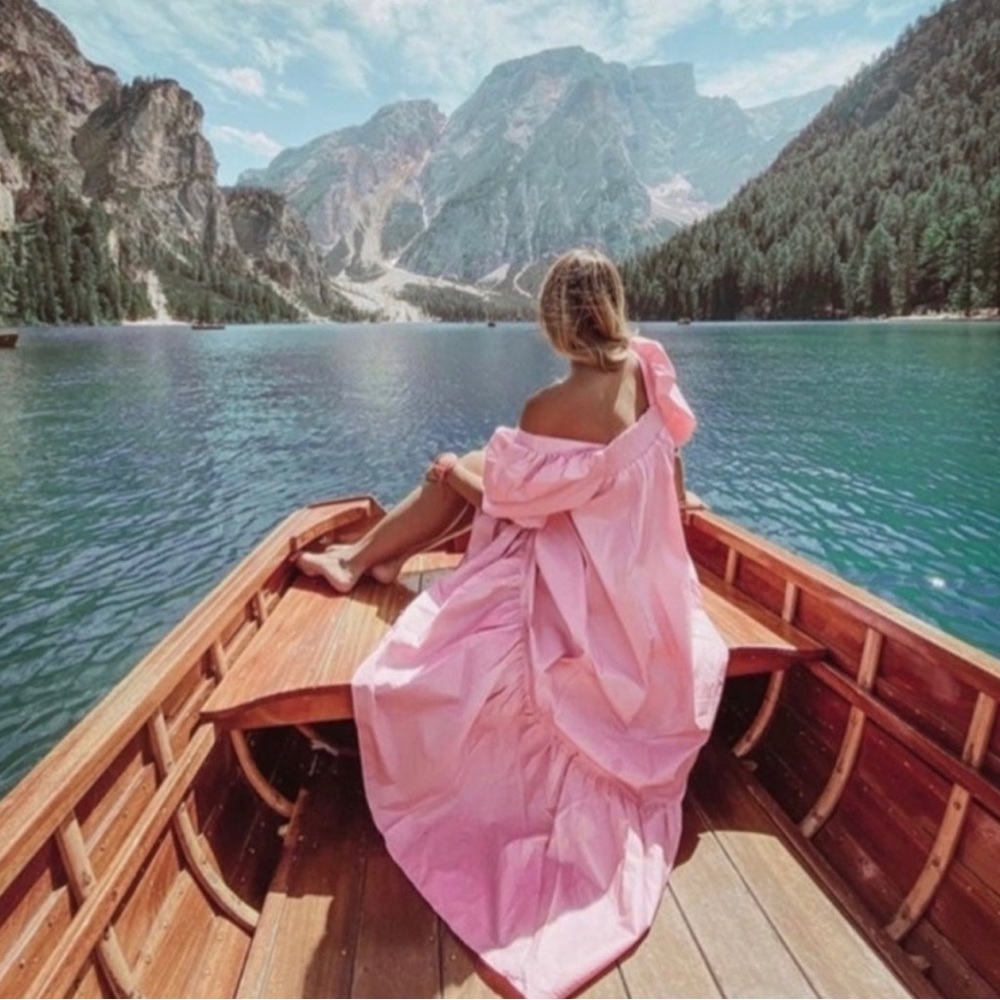 H&M Pink Puff-Sleeve Maxi Dress